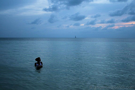 Praslin Enjoying a sunset dip in Praslin