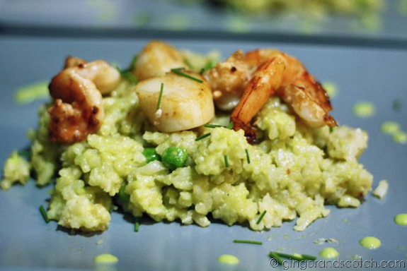 Sweet Pea Risotto with Scallops and Shrimp Sweet Pea Risotto with Scallops and Shrimp