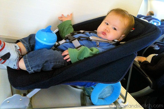 Wee Scotch in bulkhead bassinet Wee Scotch in his bulkhead bassinet on British Airways