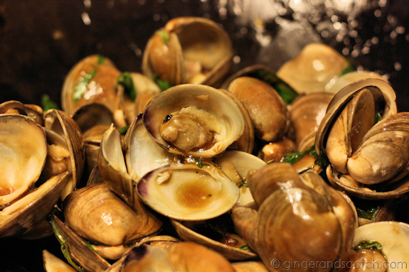 Clams with Asian Basil Sauce - Ready to be eaten!
