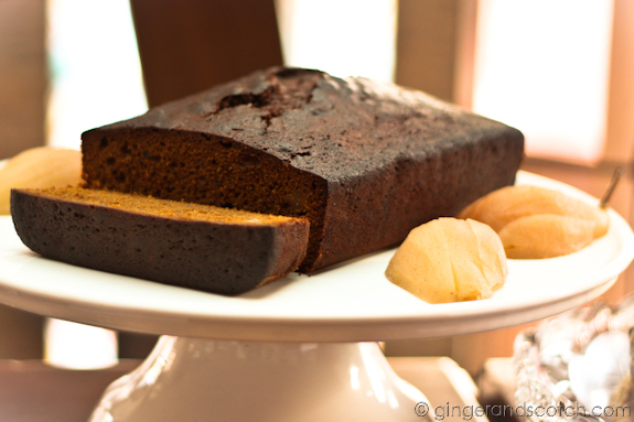 Sticky gingerbread with poached pears Sticky gingerbread with poached pears