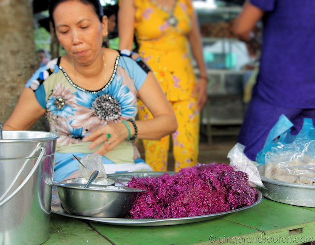 Mekong Sweets Vendor Selling Sweet Purple Sticky Rice
