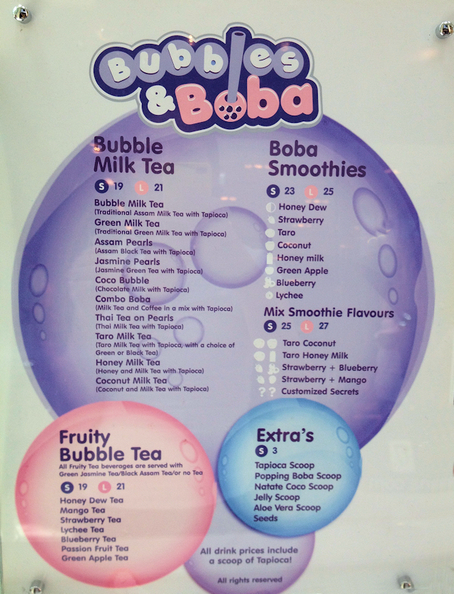 Menu Selection @ Bubbles and Boba - Dubai Mall Menu Selection @ Bubbles and Boba - Dubai Mall