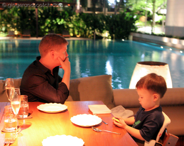 outdoor seating by the pool at Nahm, Bangkok outdoor seating by the pool at Nahm, Bangkok