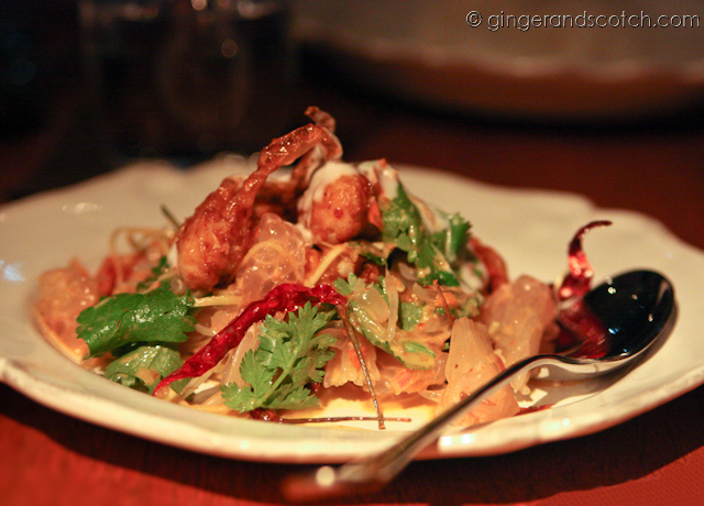 deep-fried soft shell crab with pomelo, chillies, and coriander deep-fried soft shell crab with pomelo, chillies, and coriander
