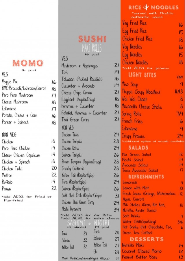 Moshi Menu