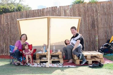 Food Truck Brunch - Our picnic table and sunshade
