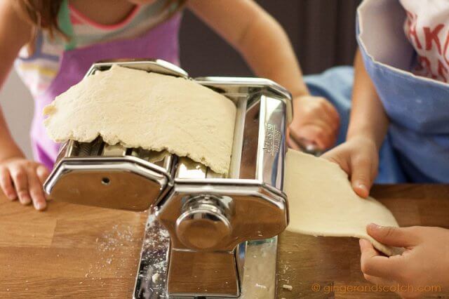 Third pass of ramen dough through the pasta machine