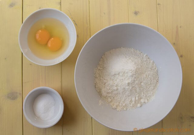 Getting ingredients read for making Chinese egg noodles (alkaline version)