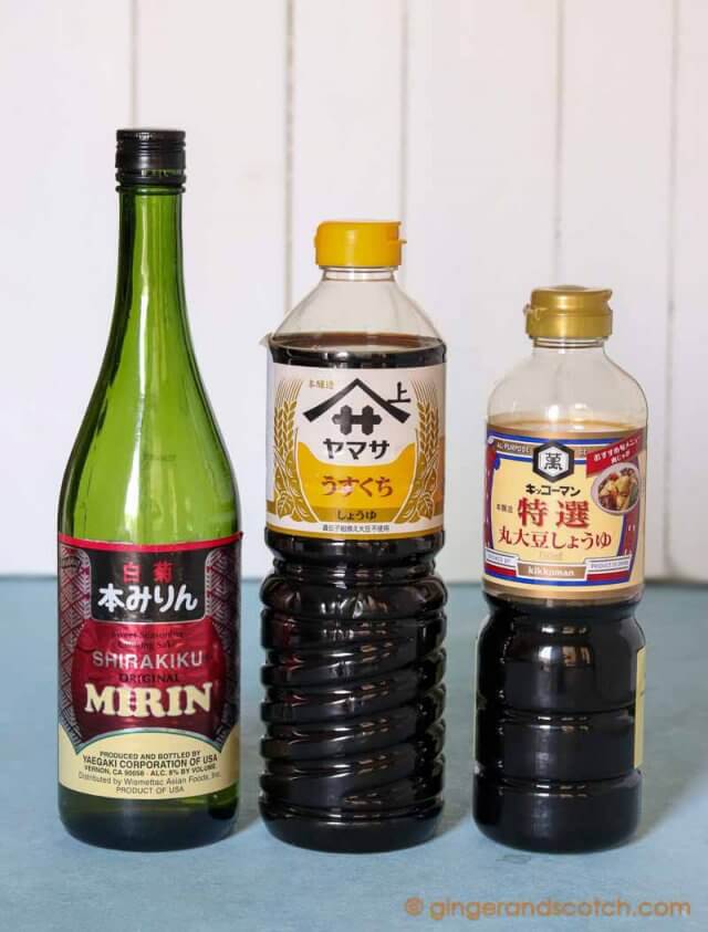 Japanese soy and mirin in my cupboard